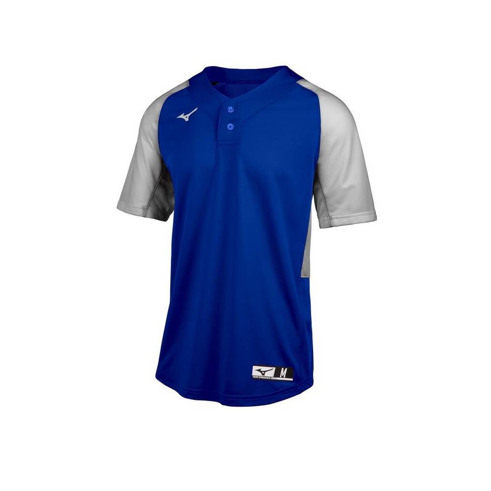 Mizuno Men's Aerolite 2-Button Baseball Jersey Royal/Grey (350749-BFI)